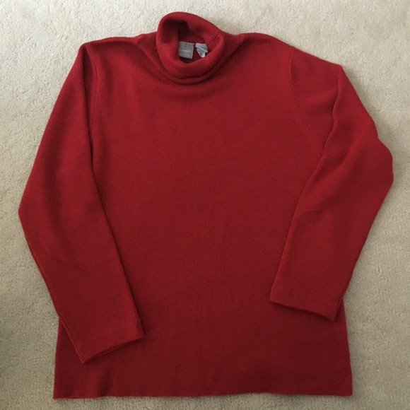⭐️ Rustic Red Turtleneck Pullover Wool Blend Sweater - Picture 3 of 6